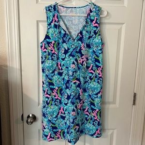 EUC Lilly Pulitzer Chilly Turtle Print Coverup Dress - size Large!